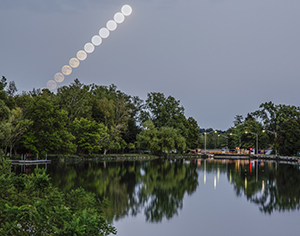 Moonrise Over Lock 32 by Carl Crumley